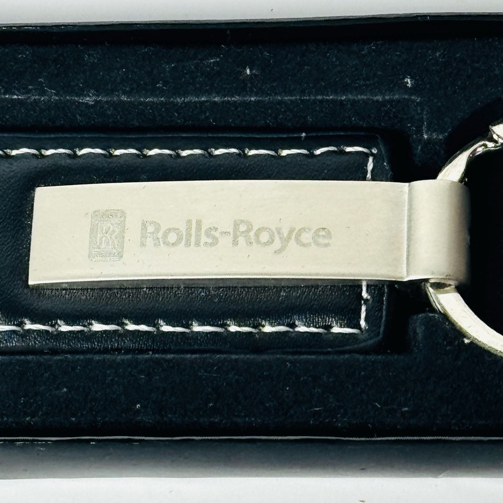 Rolls Royce Black Leather and Silver Keychain